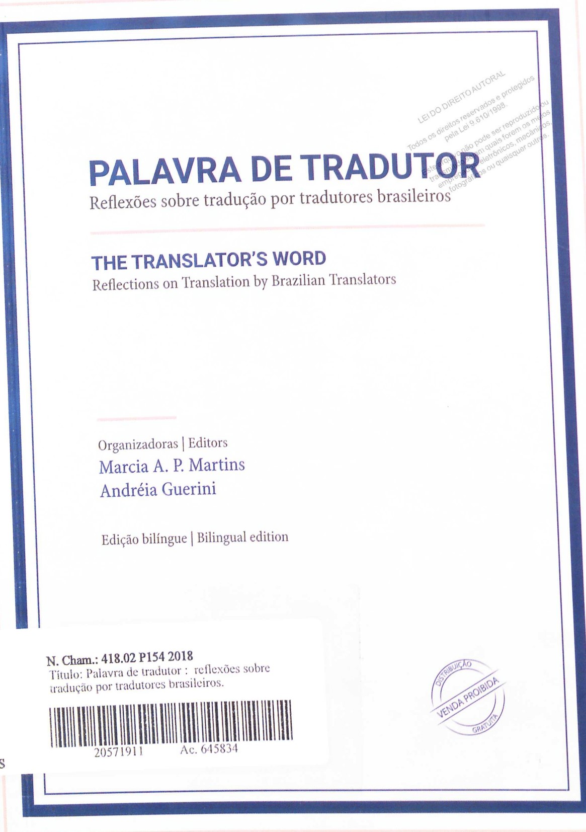 GUERINI, A. MARTINS, M. (Orgs.) - Palavra de Tradutor.