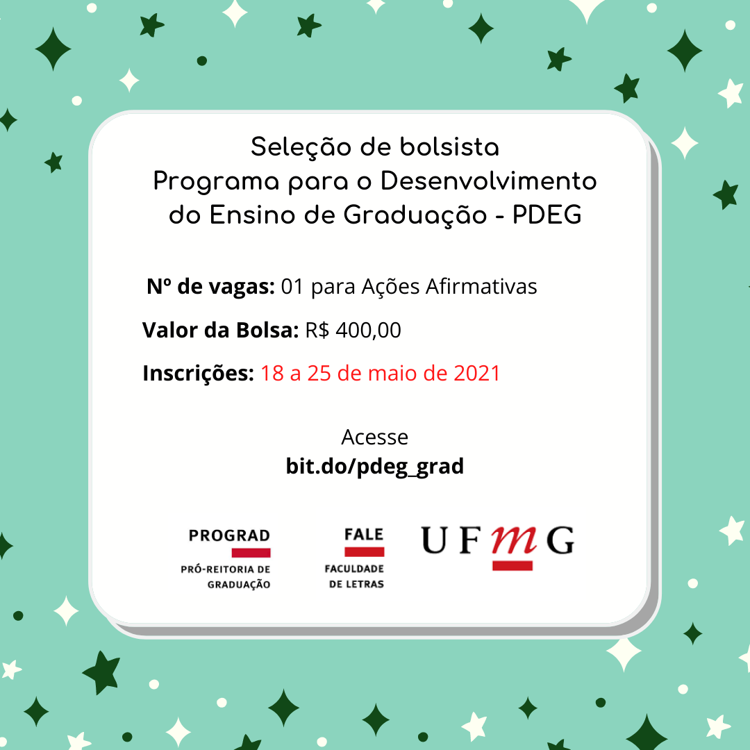 Faculdade de Letras da UFMG - SELEÇÃO DE BOLSISTA PIBEXT UFMG