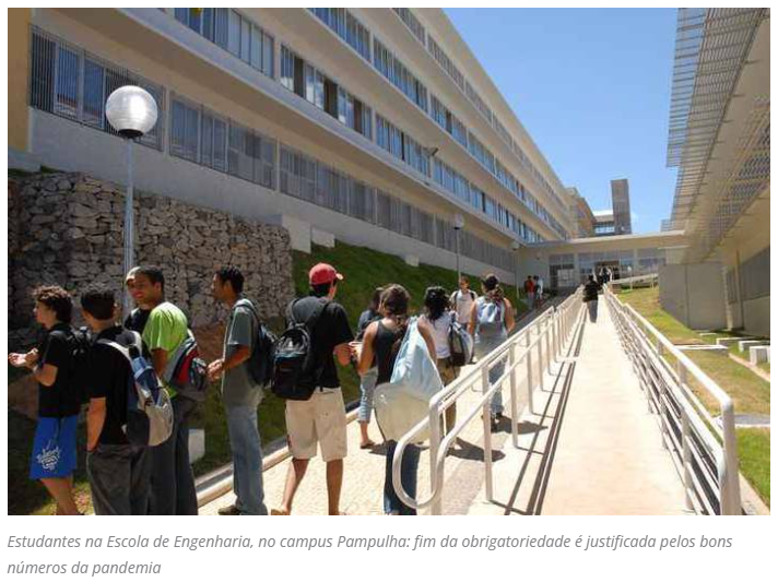 Aula é cancelada após professor se recusar a usar máscara na UFMG